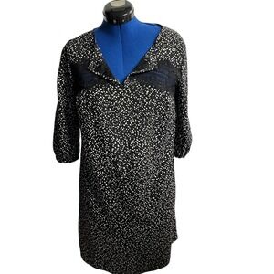 ANN TAYLOR Women's Black &White Lightweight Lace Shift Dress Size Medium